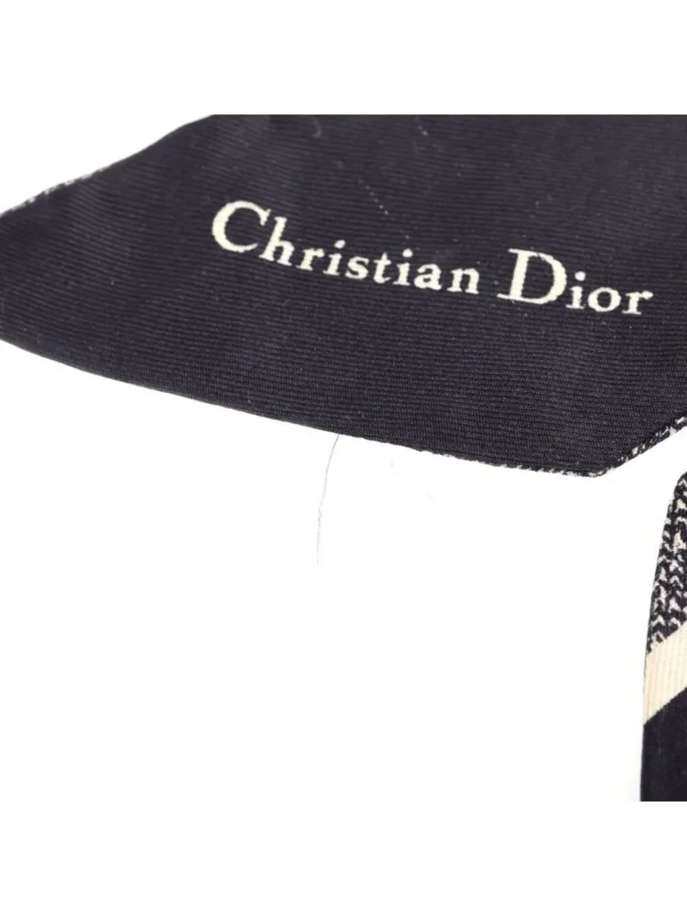 Dior 30 Montaigne Mitzah Houndstooth Pattern Scarf Twilly Navy